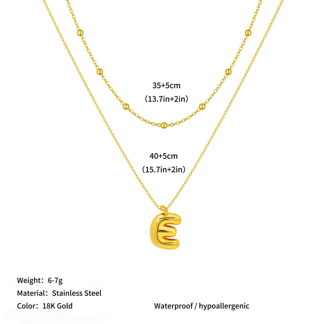 Vacuum plated stainless steel double layer ball clavicle chain 26 letter titanium steel necklace for women