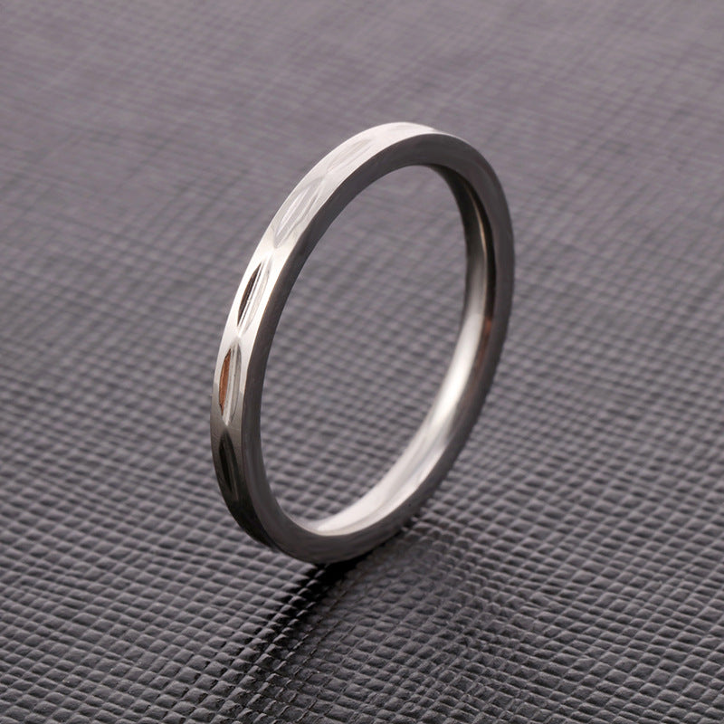 European American Simple Style Rose Gold Tone Straight Line Engraved Titanium Steel Ring, Stainless Steel Jewelry, Minimalist Band, Hypoallergenic Unisex Wedding Promise Ring, Durable Polished Finish