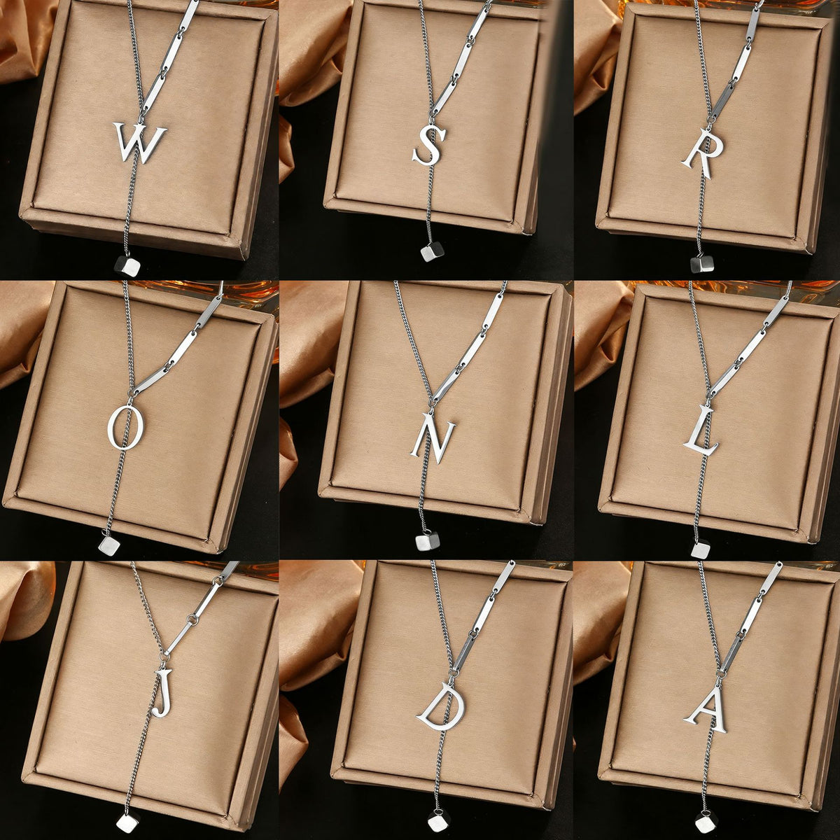 Stainless steel 26 letter pendant necklace, versatile and non-fading