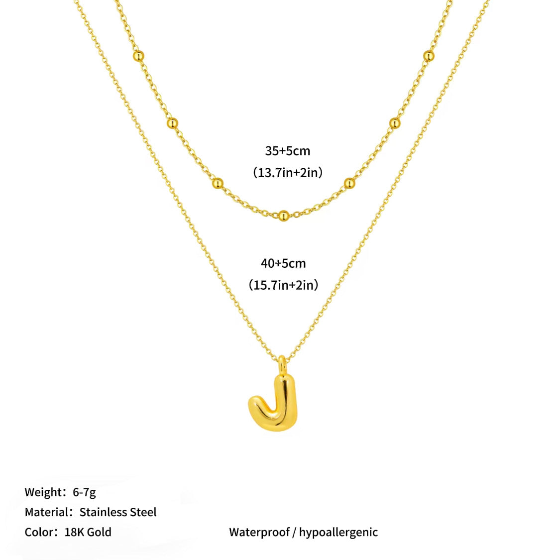 Vacuum plated stainless steel double layer ball clavicle chain 26 letter titanium steel necklace for women